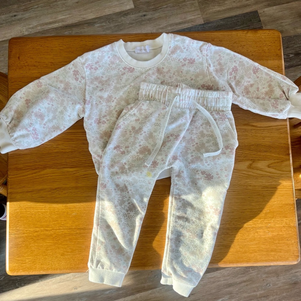 Jamie Kay Floral Kids Matching Set - Cream and Pink